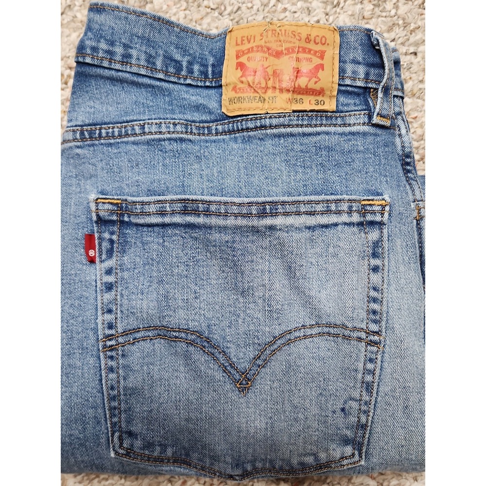Levi's Mens Workwear Fit‎ Jeans 36x30 Medium Wash Stretch Broken In